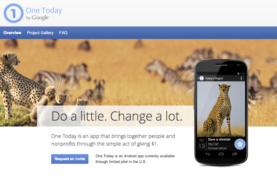 One Today by Google- A Giving Mobile App