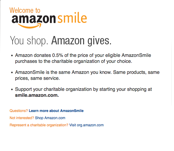 AmazonSmile: A percentage of your purchase goes to donation
